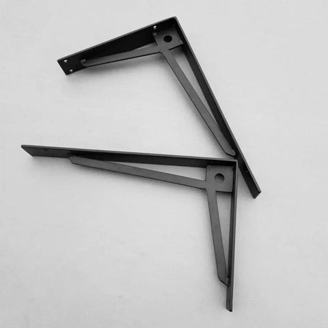Heavy Duty Black Metal Shelf Brackets set of 2 rust-proof wall mount support for sturdy shelf installation.