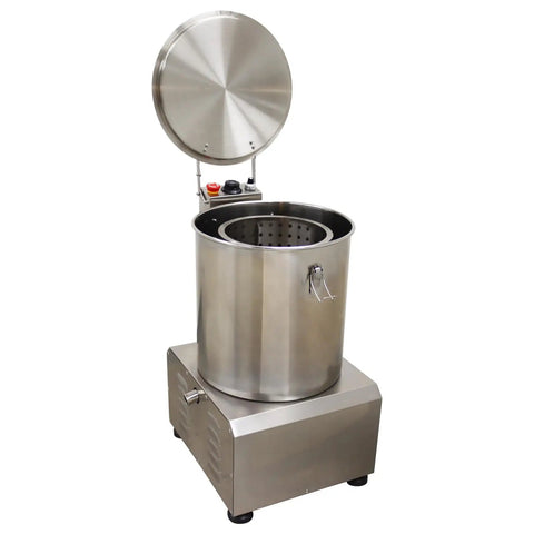 No Sweat Commercial Electric Salad Dryer And Heavy Duty Salad Spinner For Restaurants Built From Top Tier Stainless Steel, 16.3in across.