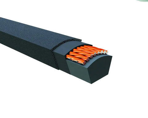 Cross-section of Heavy Duty V Belt Five Eighths Inch By Twenty Eight Inch 5L280 B25 Replacement For Machinery And Power Tools