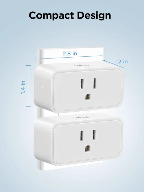 Heavy Duty Mini Smart Plug 4 Pack with Alexa Voice Control, Timer, Child Lock, dimensions labeled in inches