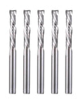 HOZLY 1/8 in carbide end mills, up/down cut, 2-flute spiral router bits for woodworking, pack of 5, front view