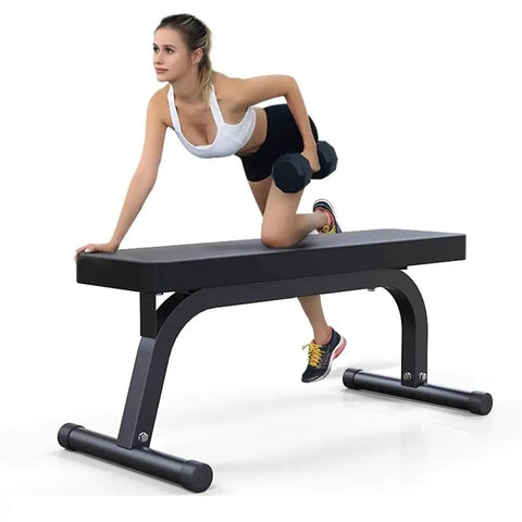 Person exercising with dumbbell on an All In One Adjustable Strength Training Bench With Dumbbell Rack For Home Gym Multi Function Bench Press Station