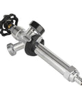 One Piece Frost Free Outdoor Sillcock Featuring Anti Siphon Pex Crimp Connection And 3/4 Inch Hose Bibb, Chrome body with black handle.