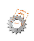 Image of a 16T Fixed Gear Conversion Kit For Bicycles With Disc Brake Mount Bolts Six Screw Disc Hub Silver Cog showing dimensions.
