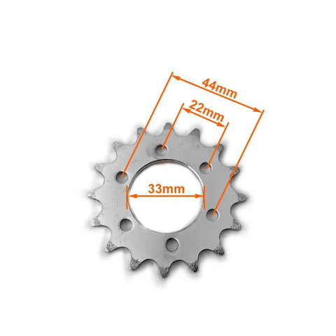 Image of a 16T Fixed Gear Conversion Kit For Bicycles With Disc Brake Mount Bolts Six Screw Disc Hub Silver Cog showing dimensions.