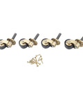 Solid Brass Caster Wheels 4pcs Silent Bearing Furniture set featuring four brass casters with screws for easy installation.