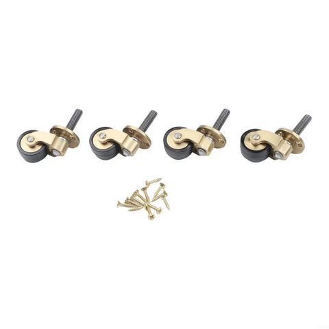 Solid Brass Caster Wheels 4pcs Silent Bearing Furniture set featuring four brass casters with screws for easy installation.