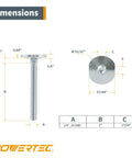 Beefy One Quarter Twenty Miter T Slot Bolts dimensions and measurements diagram for table saw and router table