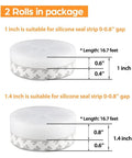 Two rolls of transparent self-adhesive silicone weather-stripping tape; 16.7 ft each for doors, windows, and shower doors