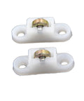 Premium Sliding Door Pulleys Buttery Smooth Glide Rollers Heavy Duty Bearing Track for Vinyl and Plastic Steel Windows No Sweat Installation Top Rated Set shown in white plastic with metal roller, designed for sliding doors.