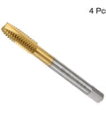 Spiral Point Tap 5 By 16 By 18 UNC B2 Accuracy Titanium Coated Pro Grade 6542 High Speed Steel Screw Tap Tapping Bit, Pack of 4