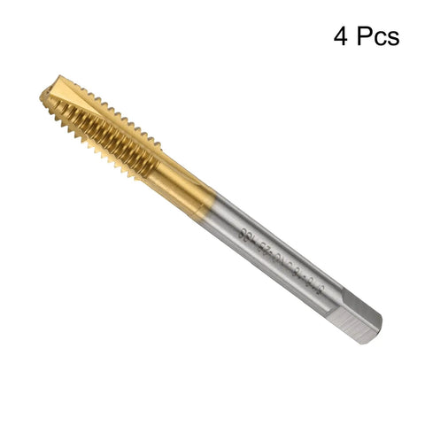 Spiral Point Tap 5 By 16 By 18 UNC B2 Accuracy Titanium Coated Pro Grade 6542 High Speed Steel Screw Tap Tapping Bit, Pack of 4