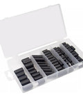 100 Pc Rubber Vacuum Cap Assortment Kit For Carburetor Intake Lines With 6 Sizes From 3 16 To 3 8 Inch Black End Covers For Auto Hose Protection Plus Storage Case In Your Garage. open storage case with assorted black rubber vacuum caps