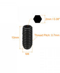 Top Notch Ball Point Set Screws 5 Pcs M4 X 10Mm High Carbon Steel Hex Socket Grub Screws showing dimensions and thread details.