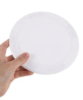 Person holding a Peel And Stick Round Access Cover Plate 6 Inch For Drywall Ceiling Or Wall Pipe Hole Patching And Heavy Duty Abs Blank Panel.