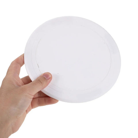 Person holding a Peel And Stick Round Access Cover Plate 6 Inch For Drywall Ceiling Or Wall Pipe Hole Patching And Heavy Duty Abs Blank Panel.