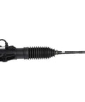 Remanufactured Hydraulic Power Rack And Pinion Steering Gear EPS Compatible direct view with black rubber boot and steel shaft.