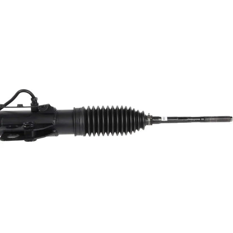 Remanufactured Hydraulic Power Rack And Pinion Steering Gear EPS Compatible direct view with black rubber boot and steel shaft.