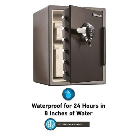 Fireproof And Waterproof Safe With Dial Combination, 2.05 Cu Ft Heavy Duty Safe For Docs Valuables USBs And Media, open door view