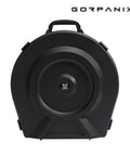 Road Ready Twenty Two Inch Cymbal Case Packs Thick Foam Guard to lock down ten 21 inch cymbals, sturdy black hard shell design.
