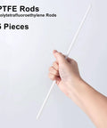 White PTFE Round Rods One Quarter Inch Diameter, Thirteen Inch Length, Pack Of Five, Six Millimeter Teflon Rods For High Temperature And Chemical Resistance