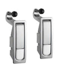 Front view of two chrome-finish zinc alloy compression latch locks, lever-operated (2-pack)