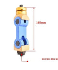 Universal Adjustable CNC Mill And Lathe Work Stop Positioner Featuring Rock Solid Multi Function Locator Tool For Quick Bench Setup and Dead Nuts Accurate Clamping Daily, 165mm height, blue and gold color.