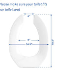 Elongated Open Front Toilet Seat With Thickened Material That Never Loosens White 18.5 Inch shown with dimensions