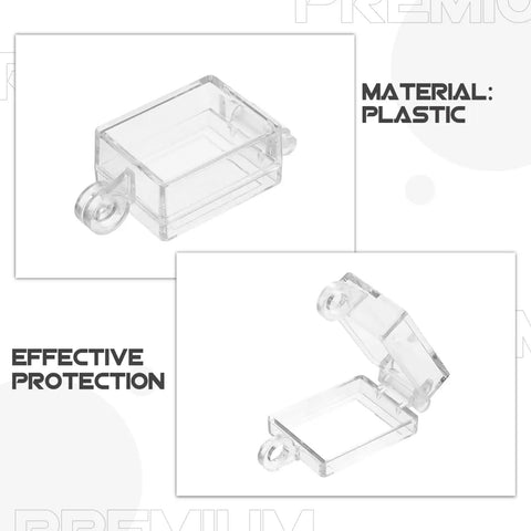 Dope Ship Type Rocker Switch Cover With Clear Flip Top Shield And Double Sided Adhesive shown closed and open, plastic material