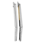 Two Pack 10 Inch 100N Gas Spring Cabinet Hinges With Soft Close in silver color, shown open for wooden box doors and cabinets lid support hinges.