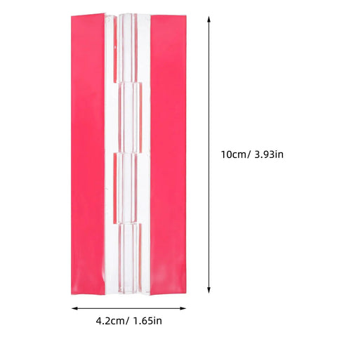 Self-Adhesive Acrylic Hinges 100x42mm For Cabinets And Wooden Boxes, clear material with adhesive backing shown vertically