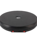 Super Sleek Led Rotating Display Stand With Glow Feature Noiseless Turntable For Jewelry And Cosmetics 25cm Black view of top with USB port.