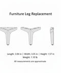 Black Cold Rolled Steel Replacement Furniture Leg For Sofa, Cabinet, Or Table, 3.9 Inch Height, side and front view