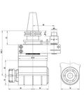 Top Shelf Cat40 To Er32 90 Degree Angle Head Vmc Spindle Adapter With Bulletproof Torque Transfer detailed technical drawing.