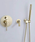 Smooth In Wall Shower Faucet With A Solid Handheld Sprayer And Single Handle Mixer Designed For Quick Home Makeovers And Zero Headache Diy Setup Right Now, featuring brass finish.