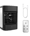 3-In-1 Mini Evaporative Air Conditioner Fan With USB Charging, Portable Personal Cooler for home, dorm, table, office, black