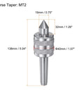 MT2 Live Center for CNC Lathe, Morse Taper Precision Medium Duty Rotary Knurling Live Center, Hardened 50HRC 40Cr Tool Steel