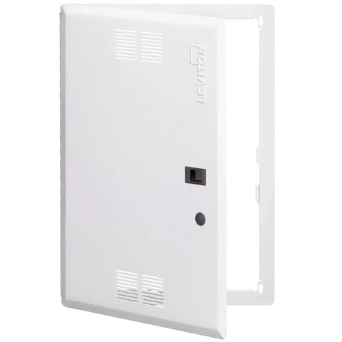 28 Inch Vented Premium Hinged Structured Media Door In White For Enclosures, Designed For Easy Mounting, Sheetrock Depth Marks