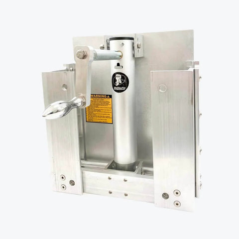 Front view of adjustable manual boat jack plate for up to 30HP outboard motors, high-grade marine aluminum construction.