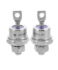 Pack Of Two Built Tight Stud Mount Diode Rectifiers Rated 40 Amps And 1200 Volts, sturdy metal construction for durability.