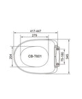 Premium Elongated Advanced Bidet Toilet Seat featuring steady warm cushion dimensions and design layout for easy installation.