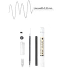Disassembled view of Gel Ink Pen Extra Fine Point 0.35mm Ballpoint Black For Office, School, And Home Use, Smooth Writing, 12 Pack