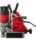 Heavy Duty 1-5/8 Inch Magnetic Drill Base For Milwaukee Power Tools close-up showing precision handles and strong magnetic base.