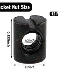 Heavy Duty M6 Barrel Nuts Hardware Kit With 10 By 11mm Dowels Slotted Nuts And Horizontal Holes Black Finish 12 Pcs close-up