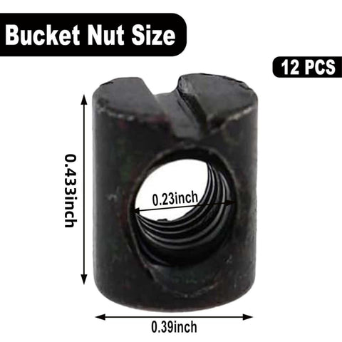 Heavy Duty M6 Barrel Nuts Hardware Kit With 10 By 11mm Dowels Slotted Nuts And Horizontal Holes Black Finish 12 Pcs close-up