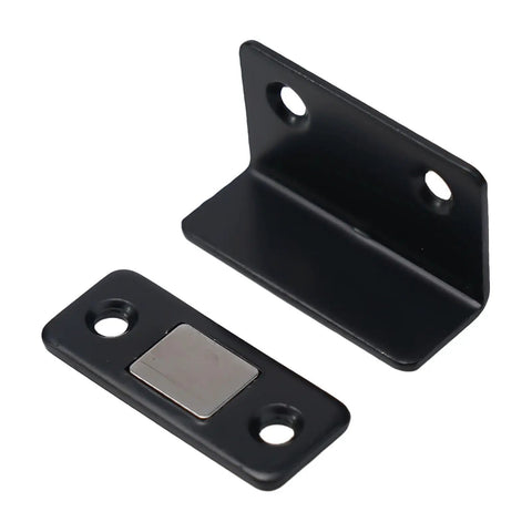 Heavy Duty Invisible Magnetic Catch Latch For Sliding Wardrobe Doors No Punching Required Ultra Thin Steel Hardware With Strong Suction Closer In Silver Finish black metal parts for invisible wardrobe sliding door latch.