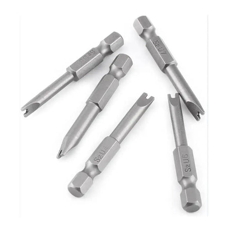 Heavy Duty 5 Piece U Shape Screwdriver Bit Set Loaded With 1/4 Inch Hex Shank magnetized S2 steel bits for U4 U5 U6 U7 U8 screws.