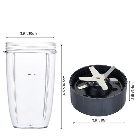 Upgrade Blender Cup And Extractor Blade Compatible With 600W And 900W Blenders 24oz Replacement Parts Set BPA Free Cup with size details