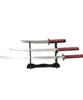 Red 3 Piece Samurai Sword Set With Display Stand Katana Collection Decorative Swords For Home Display short medium long blades