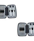 Open case of 24 Piece All In One Eyeglasses Repair Kit With Sunglasses Screwdriver Set For Quick Repairs Lightweight And Portable